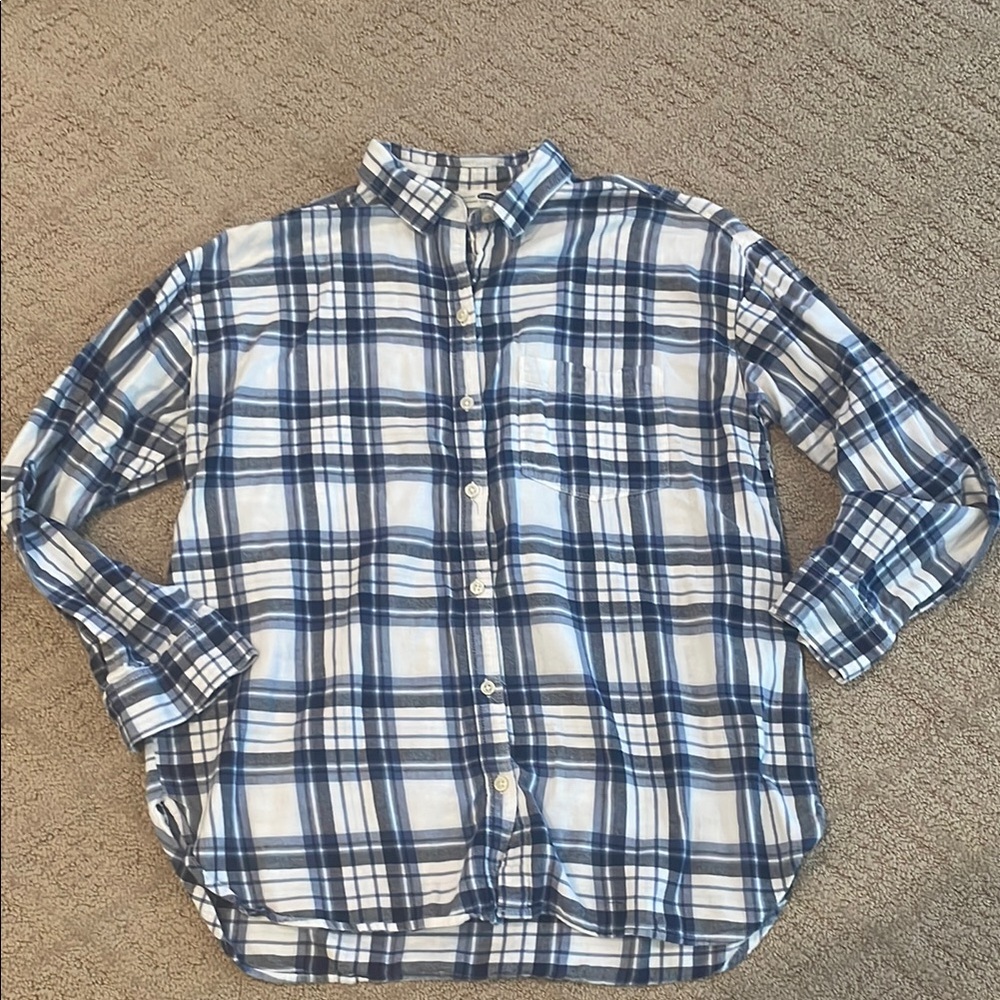 Blue and White Plaid Women’s Shirt- Old Navy